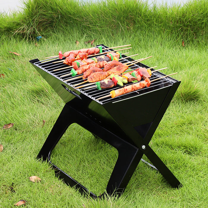 Grillz Foldable Charcoal BBQ Grill X-Frame Iron 44 x 37 x 29 cm