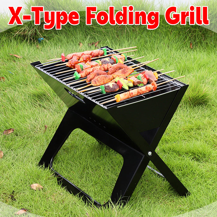 Grillz Foldable Charcoal BBQ Grill X-Frame Iron 44 x 37 x 29 cm