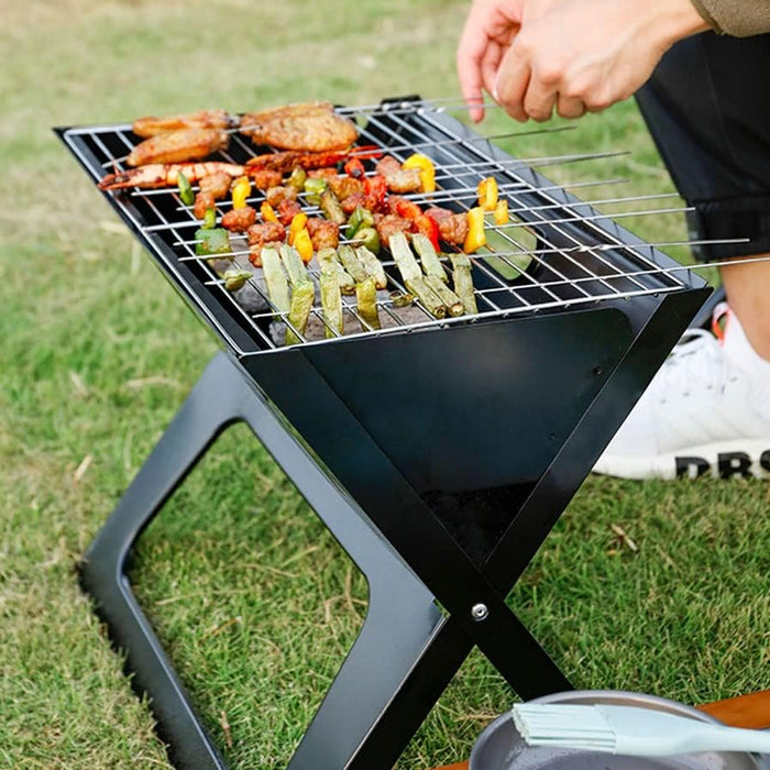 Grillz Foldable Charcoal BBQ Grill X-Frame Iron 44 x 37 x 29 cm