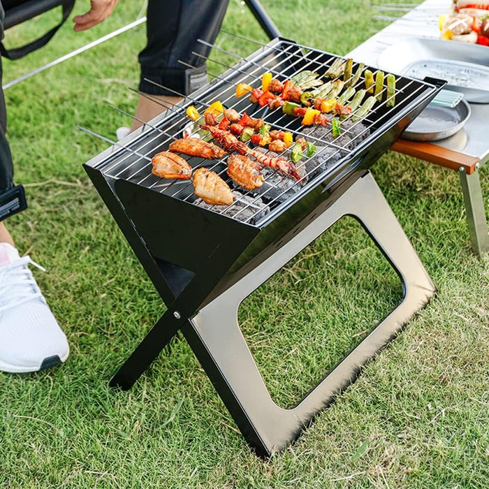 Grillz Foldable Charcoal BBQ Grill X-Frame Iron 44 x 37 x 29 cm