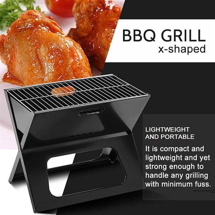 Grillz Foldable Charcoal BBQ Grill X-Frame Iron 44 x 37 x 29 cm