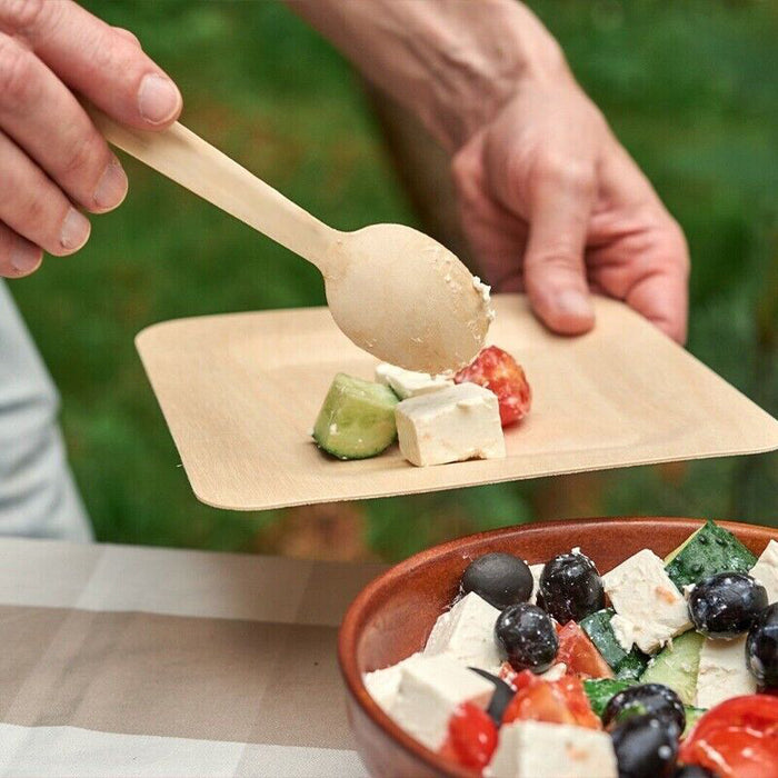 1000 Pcs Wooden Cutlery Set Spoon Fork Knife Teaspoon 16 17.5cm