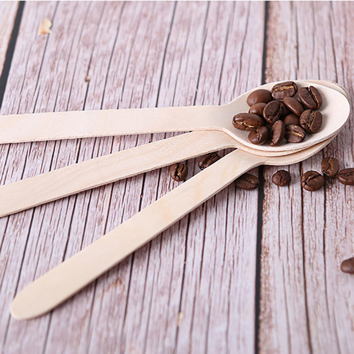 1000 Pcs Wooden Cutlery Set Spoon Fork Knife Teaspoon 16 17.5cm