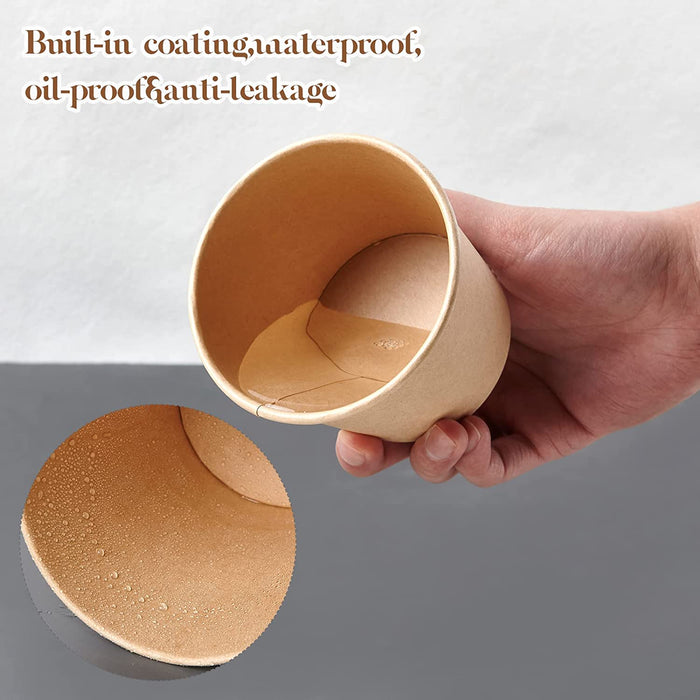 Kraft Paper Soup Bucket with Lid Compostable Heat Resistant