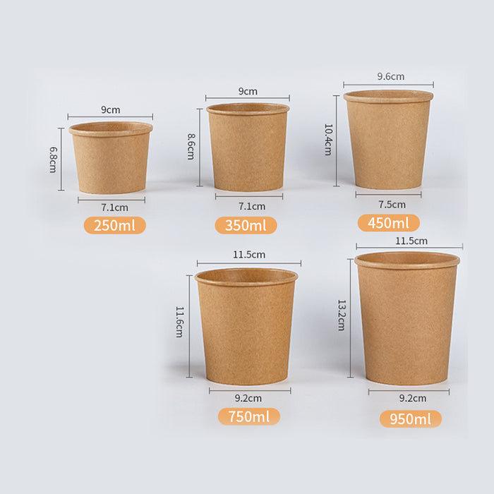 Kraft Paper Soup Bucket with Lid Compostable Heat Resistant