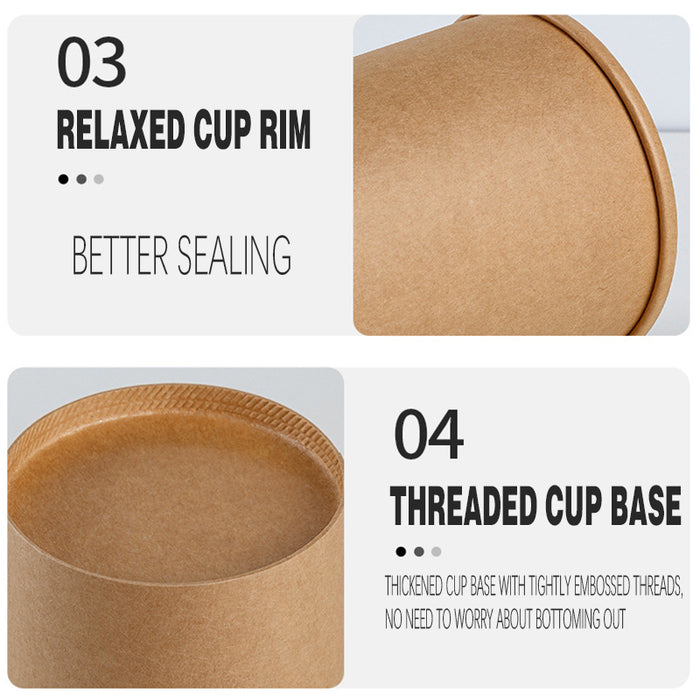 Kraft Paper Soup Bucket with Lid Compostable Heat Resistant