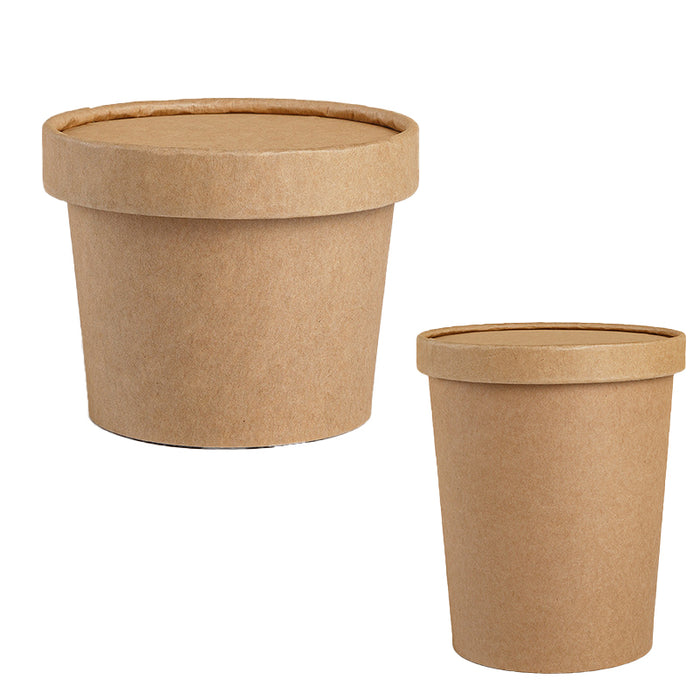 Kraft Paper Soup Bucket with Lid Compostable Heat Resistant