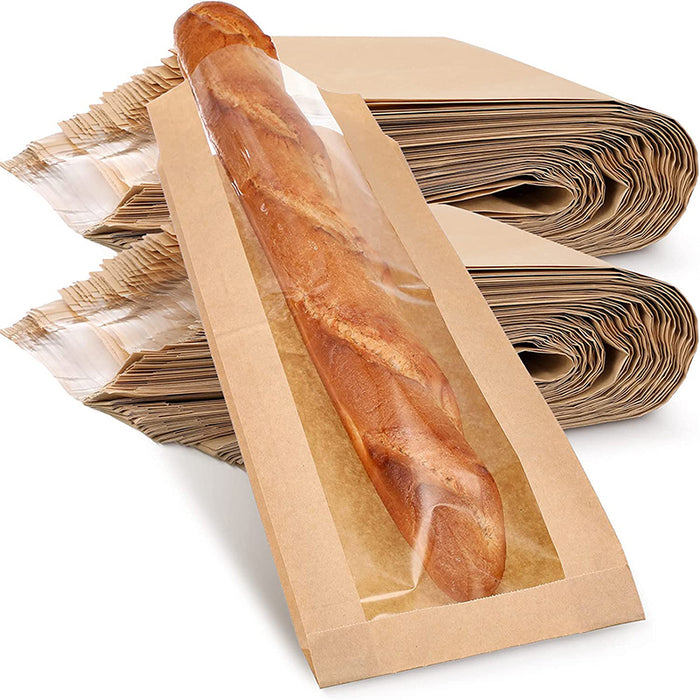 200 PCS Transparent Food Greaseproof Bags French Bread Baguette Packaging Pouch