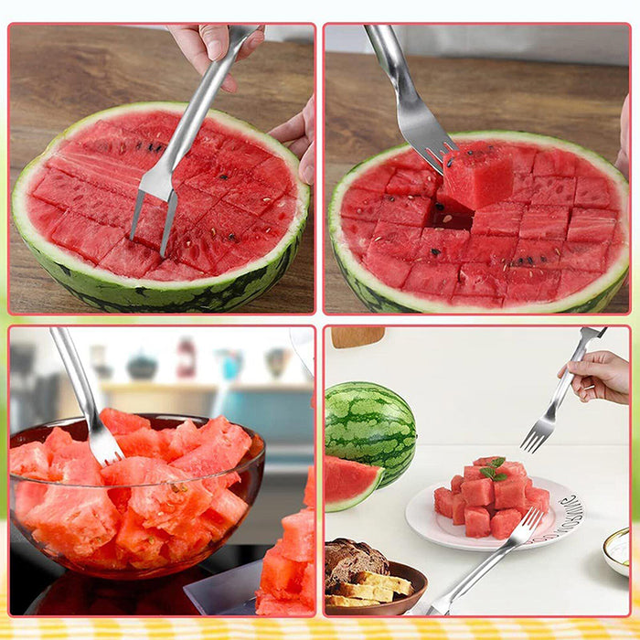 2-in-1 Stainless Steel Watermelon Slicer and Fork 25.5 x 3.3 cm
