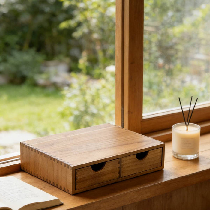 Wooden Coffee Capsule Holder with Double Drawer for Countertop Use