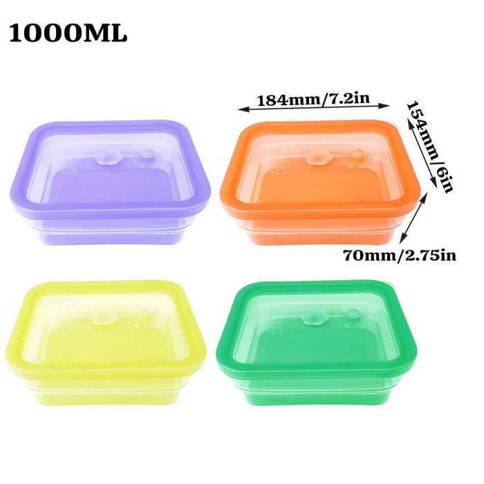 8 Pcs Silicone Food Storage Containers 1000ml Foldable Microwave Freezer Safe