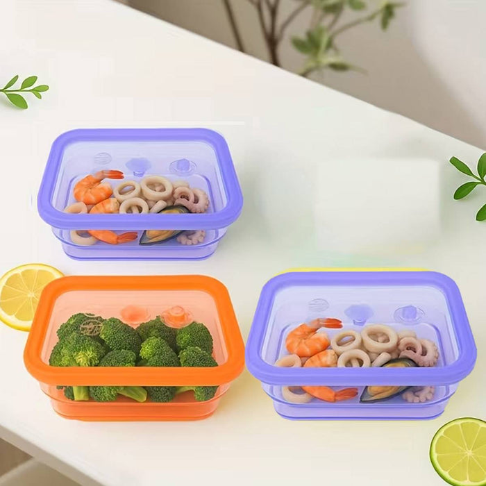 8 Pcs Silicone Food Storage Containers 1000ml Foldable Microwave Freezer Safe