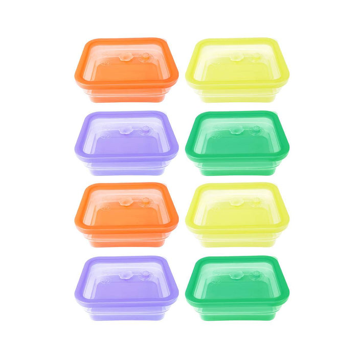 8 Pcs Silicone Food Storage Containers 1000ml Foldable Microwave Freezer Safe