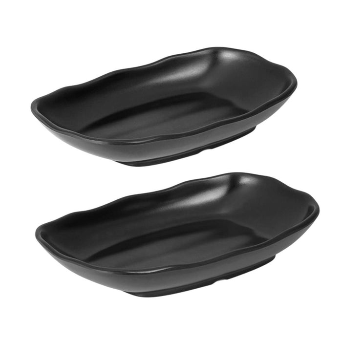 24 Pcs Black A5 Melamine Rectangular Plates in 9in and 10in