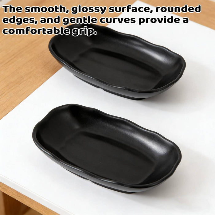 24 Pcs Black A5 Melamine Rectangular Plates in 9in and 10in