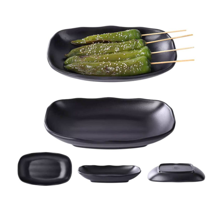 24 Pcs Black A5 Melamine Rectangular Plates in 9in and 10in