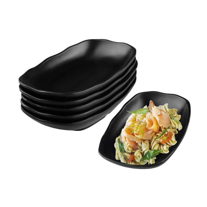 24 Pcs Black A5 Melamine Rectangular Plates in 9in and 10in