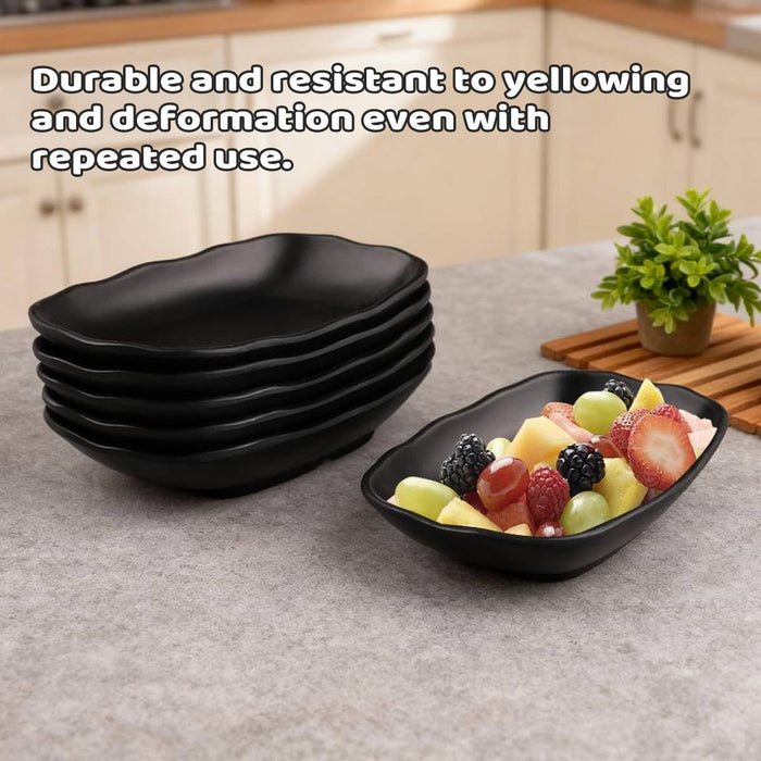 24 Pcs Black A5 Melamine Rectangular Plates in 9in and 10in
