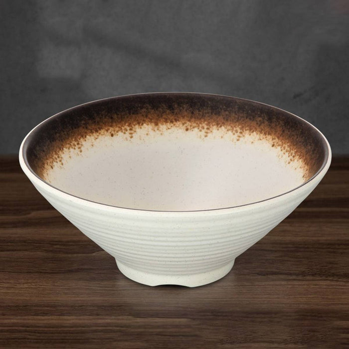 8 Pcs Melamine Noodle Bowls With Spoons 9in Cream White