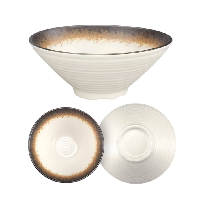 8 Pcs Melamine Noodle Bowls With Spoons 9in Cream White
