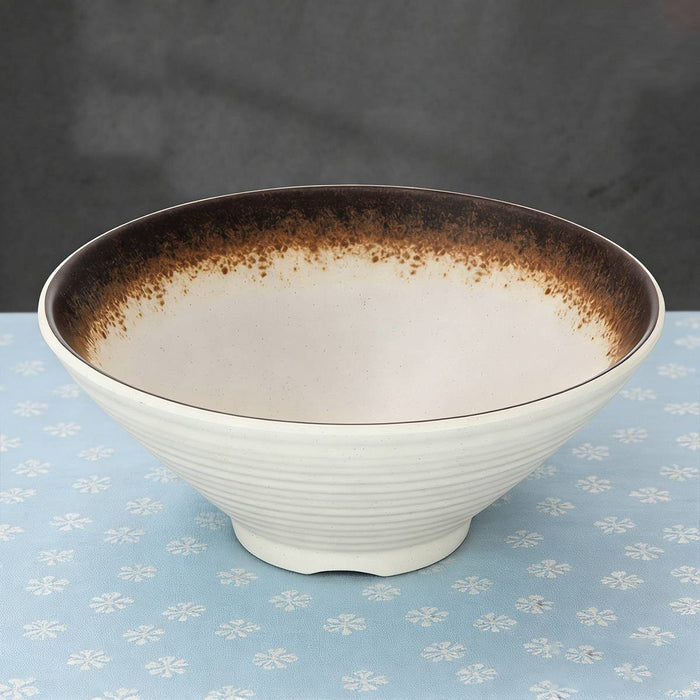 8 Pcs Melamine Noodle Bowls With Spoons 9in Cream White