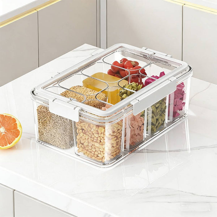 Handheld Divided Spice Storage Box Airtight Moisture-Proof Kitchen Organizer