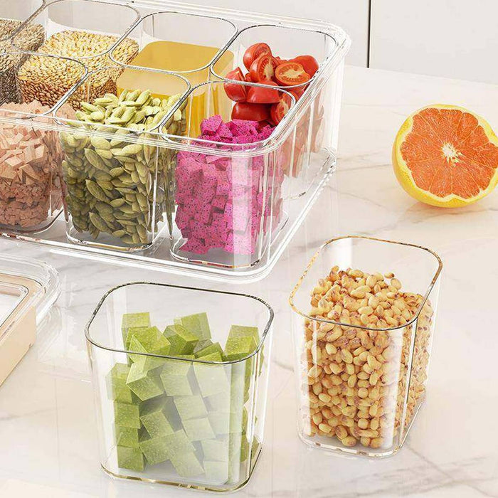 Handheld Divided Spice Storage Box Airtight Moisture-Proof Kitchen Organizer
