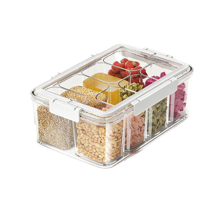Handheld Divided Spice Storage Box Airtight Moisture-Proof Kitchen Organizer