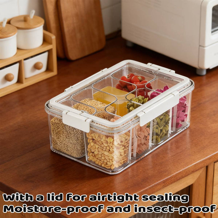 Handheld Divided Spice Storage Box Airtight Moisture-Proof Kitchen Organizer
