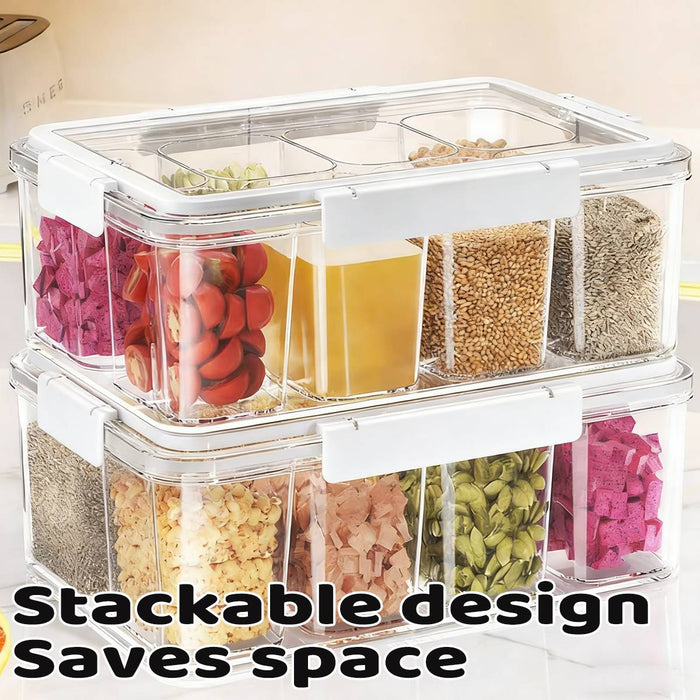 Handheld Divided Spice Storage Box Airtight Moisture-Proof Kitchen Organizer