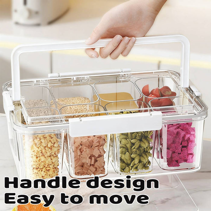 Handheld Divided Spice Storage Box Airtight Moisture-Proof Kitchen Organizer