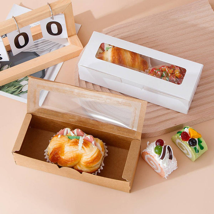 30 Pcs Kraft Paper Window Boxes with Clear Plastic Window for Gift Packaging