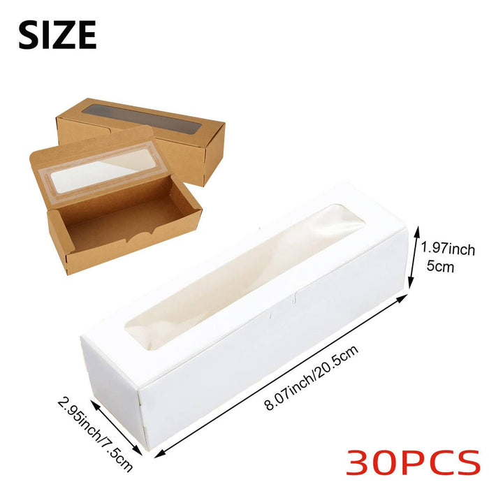30 Pcs Kraft Paper Window Boxes with Clear Plastic Window for Gift Packaging