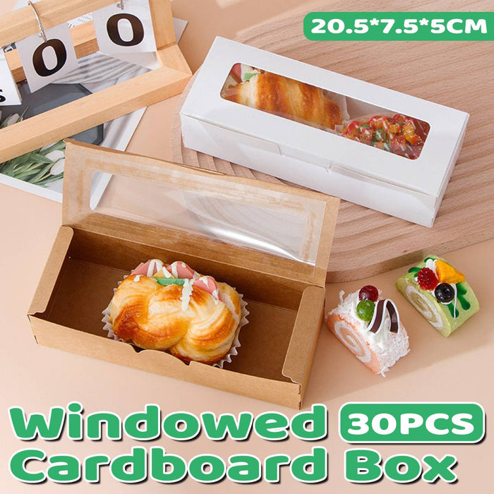 30 Pcs Kraft Paper Window Boxes with Clear Plastic Window for Gift Packaging