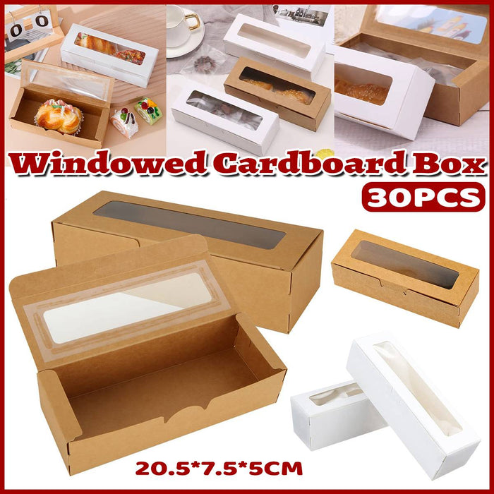 30 Pcs Kraft Paper Window Boxes with Clear Plastic Window for Gift Packaging