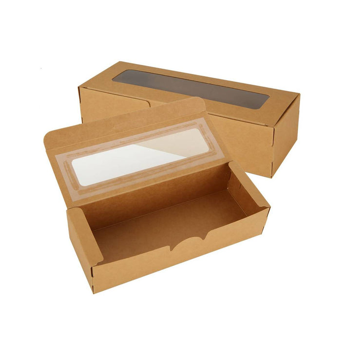30 Pcs Kraft Paper Window Boxes with Clear Plastic Window for Gift Packaging