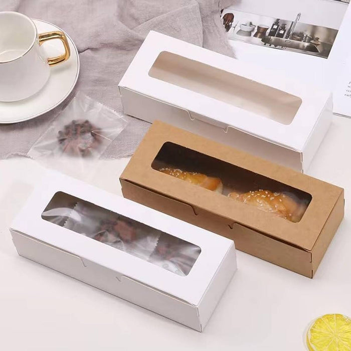 30 Pcs Kraft Paper Window Boxes with Clear Plastic Window for Gift Packaging