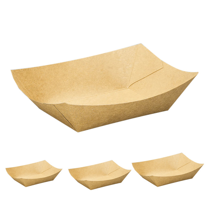 Kraft Paper Boat Trays Biodegradable Grease-Resistant Food Serving Trays in 4 Sizes
