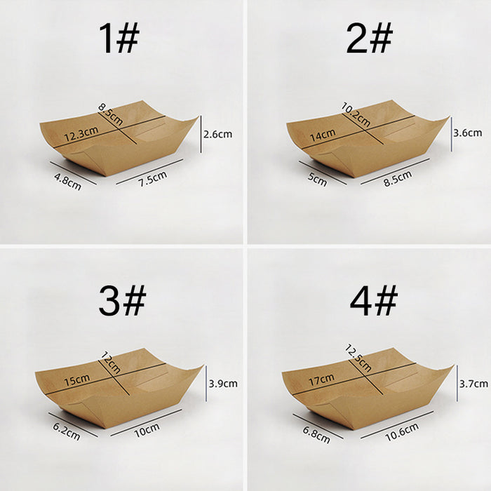 Kraft Paper Boat Trays Biodegradable Grease-Resistant Food Serving Trays in 4 Sizes