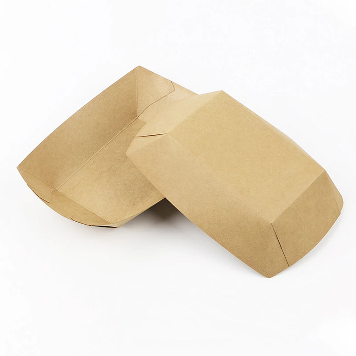 Kraft Paper Boat Trays Biodegradable Grease-Resistant Food Serving Trays in 4 Sizes