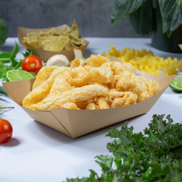 Kraft Paper Boat Trays Biodegradable Grease-Resistant Food Serving Trays in 4 Sizes