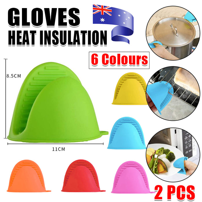 2Pcs Silicone Heat-Insulation Hand Gloves Anti-Skid Grip