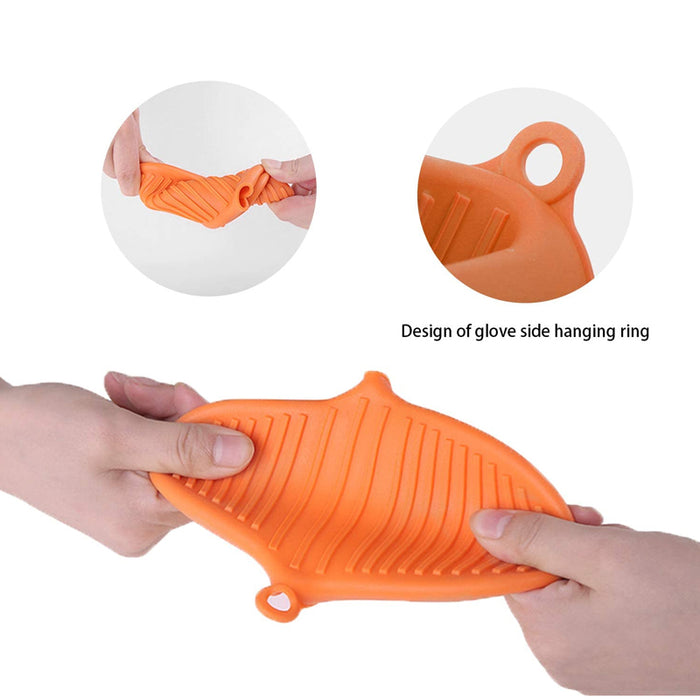 2Pcs Silicone Heat-Insulation Hand Gloves Anti-Skid Grip