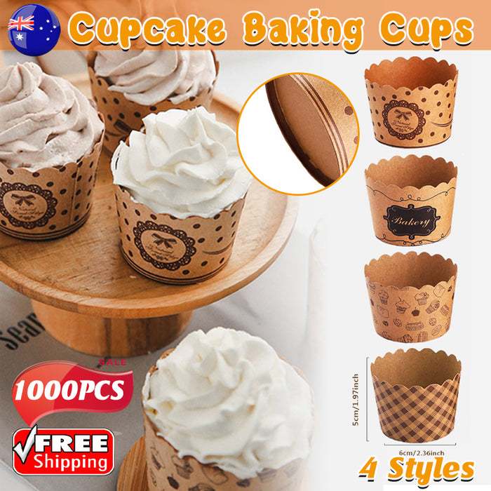 1000 Pcs Kraft Paper Cupcake Muffin Liners