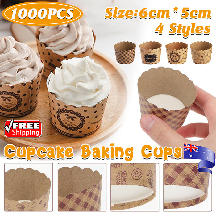1000 Pcs Kraft Paper Cupcake Muffin Liners