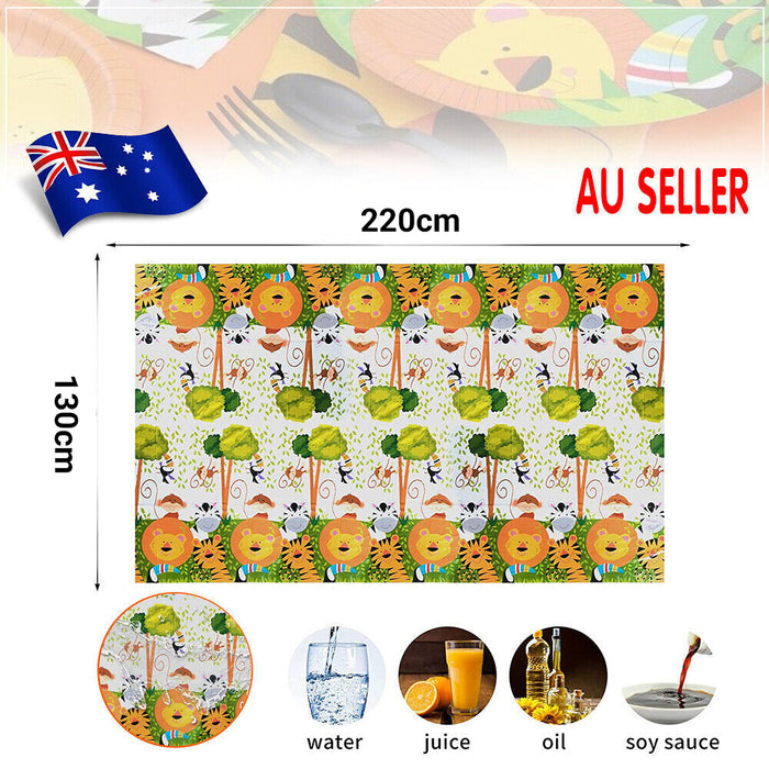 Jungle Animal Tablecloth Waterproof Plastic Party Cover 220×130cm