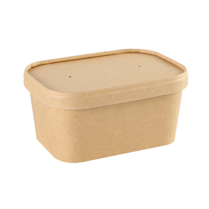 50 Pcs Kraft Paper Lunch Boxes with Lids Microwave Freezer Safe 580-1000 ml