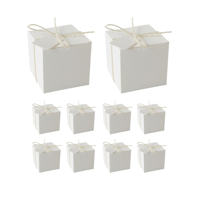 50 Pcs Kraft Paper Gift Boxes 7x7x7cm with Rope and Tags