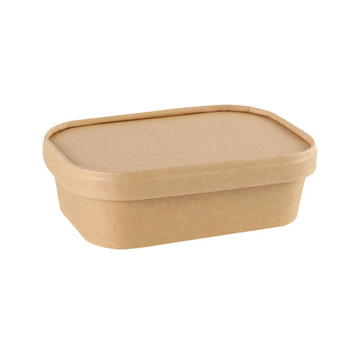 50 Pcs Kraft Paper Lunch Boxes with Lids Microwave Freezer Safe 580-1000 ml