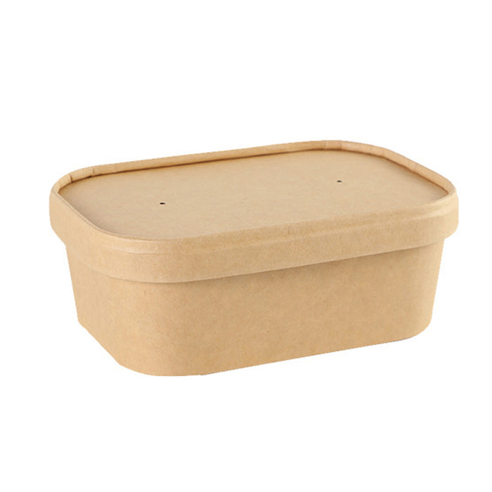 50 Pcs Kraft Paper Lunch Boxes with Lids Microwave Freezer Safe 580-1000 ml